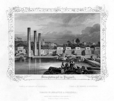 Serapis-templet ved Pozzuoli, Italien, 1800-tallet af J. Poppel