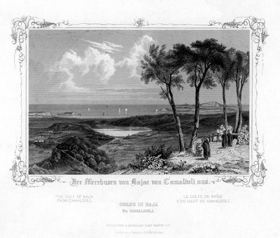 Baja-bugten fra Camaldoli, Italien, 1800-tallet af J. Poppel