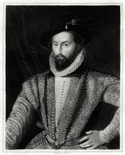 Sir Walter Raleigh, 1860 af J. Posselwhite