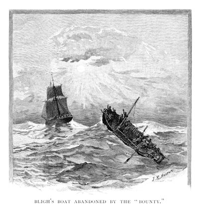 Kaptajn Blighs båd forladt af Bounty, 1789 1886. af J. R. Ashton