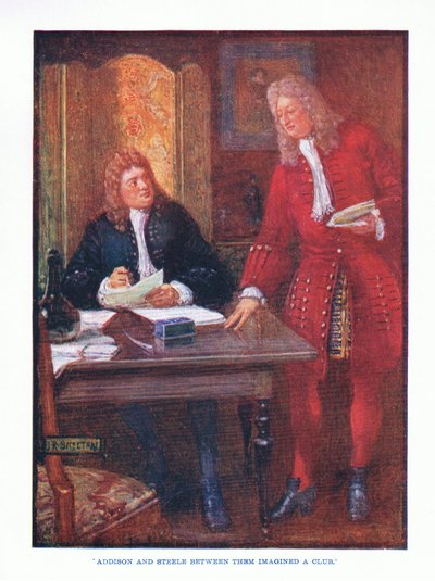 Addison og Steele forestillede sig mellem dem en klub fra English Literature pub.af T C & EC Jack, ca. 1920 af J. R. Skelton