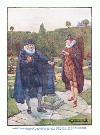 Bacon var generelt ledsaget af en herre fra hans husstand, fra English Literature pub.af T C & EC Jack, ca. 1920 af J. R. Skelton