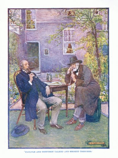 Carlyle og Tennyson talte og røg sammen, fra English Literature pub.af T C & EC Jack, ca. 1920 af J. R. Skelton