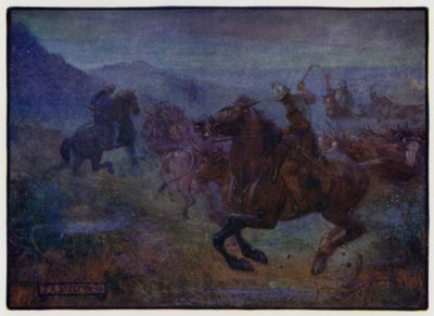 Raid in the Anglo-Scottish Borders af Border Reivers, begyndelsen af det 16. århundrede af J. R. Skelton