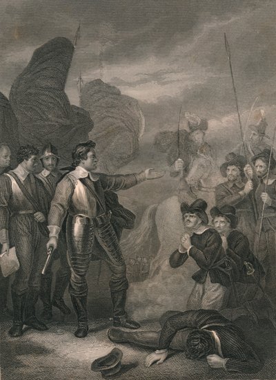Cromwell undertrykker mytteriet i hæren, c1640