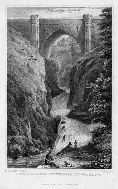 Poul a Phuca-vandfaldet, County Wicklow, 1829. af J. Rogers
