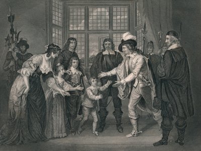 The Interview of Charles I With His Children, 1649, begyndelsen af midten af det 19. århundrede. af J. Rogers