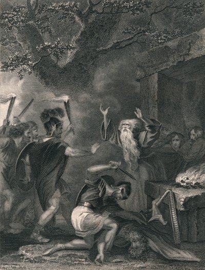 The Massacre of the Druids, midten af det 19. århundrede. af J. Rogers