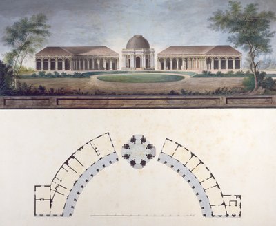 Solens tempel ved Bayreuth Hermitage ca. 1780 (wc på papir) af J. Saher