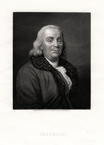Benjamin Franklin, politisk skikkelse og statsmænd i USA, 1800-tallet af J. Thomson