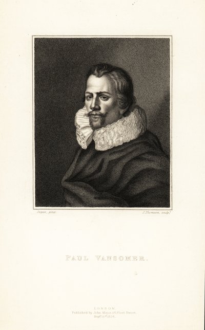 Portræt af Paul van Somer, flamsk kunstner og hofmaler til kong James I af England, omkring 1577-1621 af J. Thomson