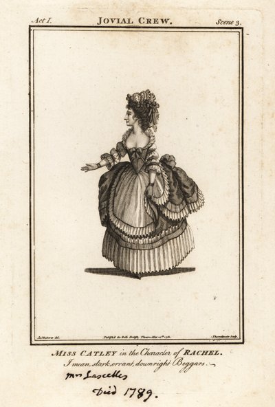 Miss Ann Catley i rollen som Rachel i Richard Bromes The Jovial Crew, Covent Garden Theatre af J. Thornthwaite