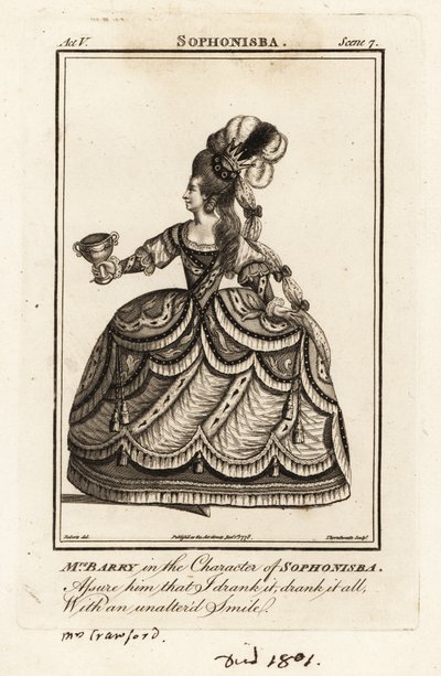 Mrs Ann Barry i karakteren Sophonisba i James Thomsons Sophonisba af J. Thornthwaite
