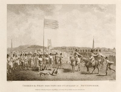 Charles den første, der opfører sin standard i Nottingham af J. Throsby