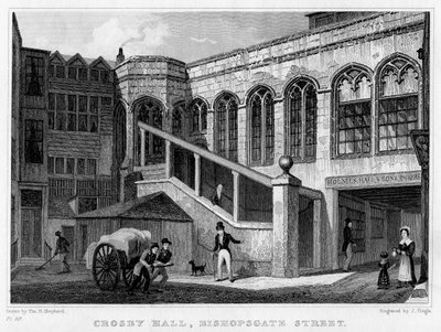 Crosby Hall, Bishopsgate Street, City of London, 1830. af J. Tingle