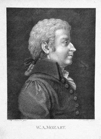 Wolfgang Amadeus Mozart, ca 1825 af J. W. Schmidt