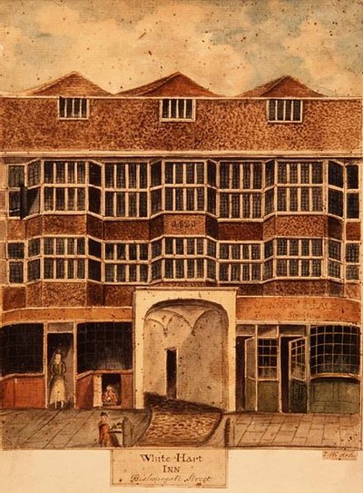 White Hart Inn, Bishopsgate Street, ca. 1810 af J. Williams