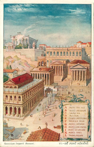 Forum Romanum, det gamle Rom (farve litho) af J. Williamson