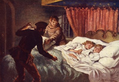 Mordet på de små prinser (farve litho) af J. Williamson