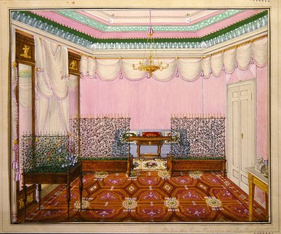 En nyklassisk Biedermeier-skrivestue i Schloss Ballenstedt, Sachsen-Anhalt af J. Willing