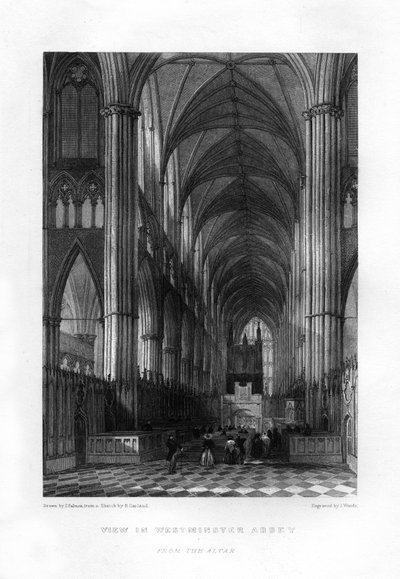 Westminster Abbey fra alteret, London, 1800-tallet. af J. Woods