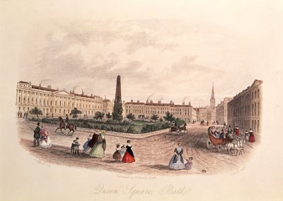 Queen Square, Bath, graveret af J. Shury, ca. 1840 af J. after Appleby