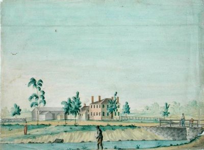 William Rogers House, Billerica, Massachusetts, ca. 1820 (akvarel og blæk på papir) af Jabez Ward Barton