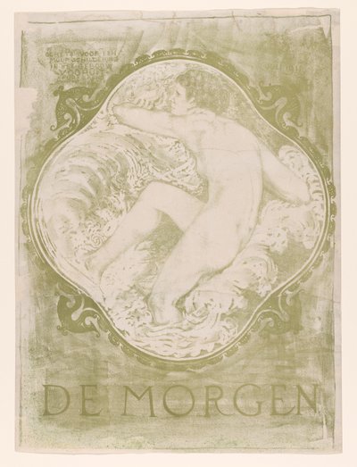 Nøgen kvinde i bølgerne De Morgen / Skitse til et vægmaleri i Vooruit Purmerend-bygningsarkitekten J.J.P. Gammel. (titel på objekt) af Jac Jongert