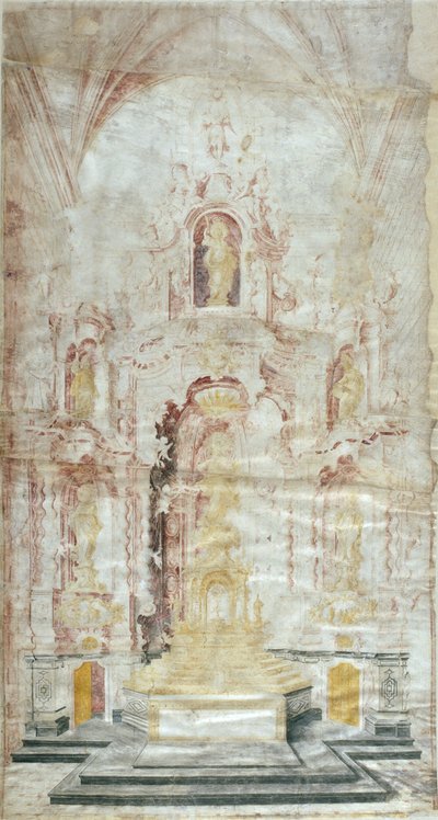 Tegning af hovedalterstykket i Santa Maria d