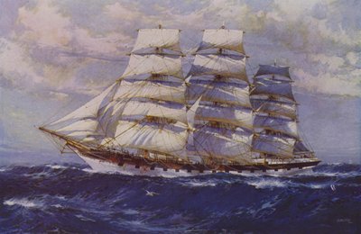Sejlskib Taranaki (farve litho) af Jack (after) Spurling