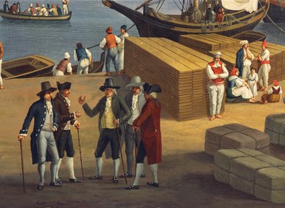 Detalje fra udsigten over Messinas havn fra Palazzo del Senato af Jacob Philippe Hackert
