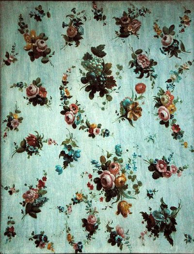 Dekoration af blomster og druer (olie på lærred) af Jacob Ber