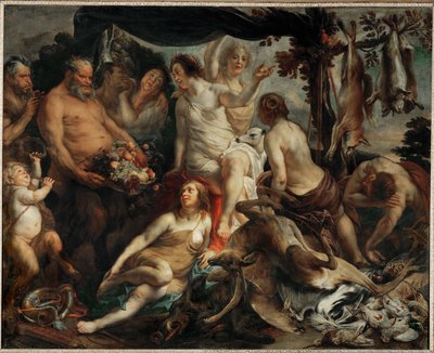 Le repos de Diane chasseresse - Diana hviler sig efter jagten ... af Jacob (studio of) Jordaens