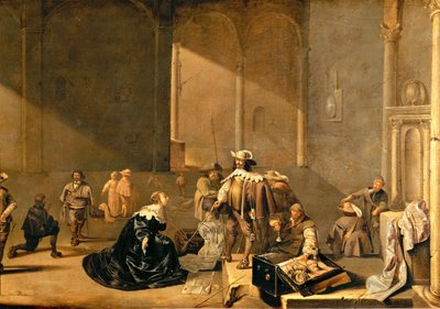 Spanske troppers plyndring af et hus (olie på træ) af Jacob A. & Willaerts Adam (1577-1664) Duck