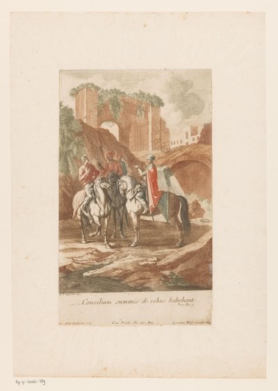 Natlig konsultation af kaptajner Consilium summis de rebus habebant (titel på objektet) af Jacob Andreas Fridrich (I)