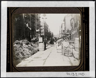Tammany Street Rengøring før Warings Day, foran 9 Varick Place, ca. 1890 af Jacob August Riis