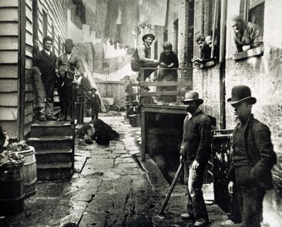 Udsigt over Little Italy, Mulberry Street, New York, USA, ca. 1890 af Jacob August Riis