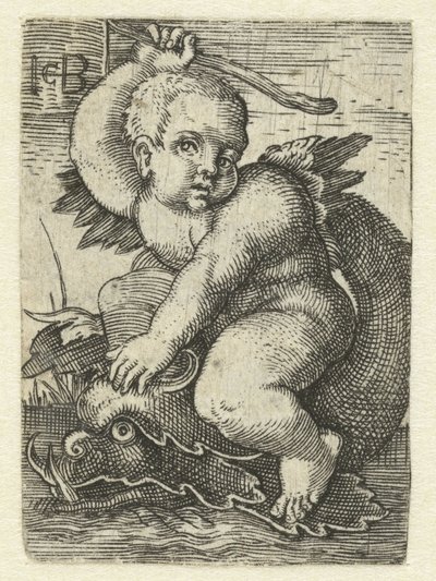 Putto på delfin af Jacob Binck