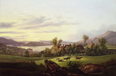 Udsigt over Bergen fra Haukeland (olie på lærred) af Jacob Calmeyer