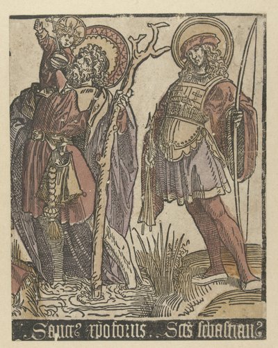 Hellige Christopher og Sebastian Hellige med Anna i Drieën (serietitel) af Jacob Cornelisz van Oostsanen