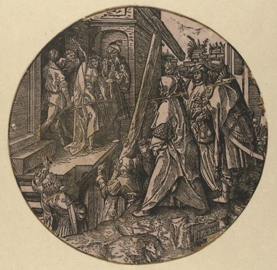 Pilatus viser Kristus til folket (Ecce Homo) The Round Passion (serietitel) af Jacob Cornelisz van Oostsanen