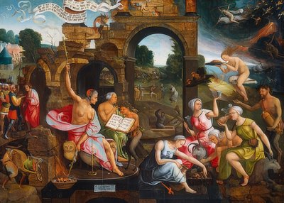 Saul og heksen fra Endor. 1526 af Jacob Cornelisz van Oostsanen