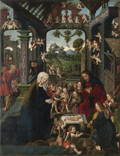 Tilbedelsen af Kristusbarnet, ca. 1515 af Jacob Cornelisz van Oostsanen