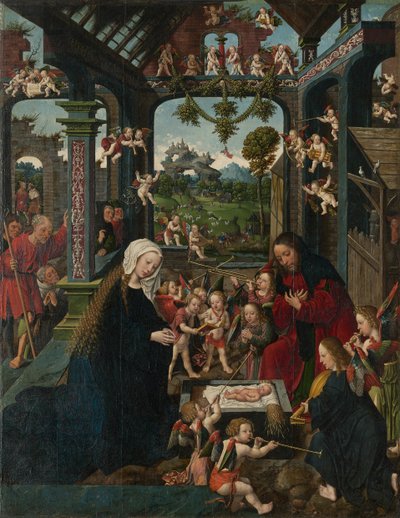 Tilbedelsen af Kristusbarnet, ca. 1515. af Jacob Cornelisz. van Oostsanen
