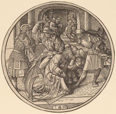 Hån mod Kristus og Kristus før Kajfas af Jacob Cornelisz van Oostsanen