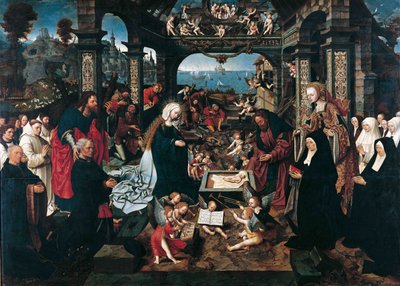 Kristi fødsel af Cornelisz van Oostsanen, Jacob (Jacob Cornelisz van Amsterdam) (ca. 1470-1533). olie på træ af Jacob Cornelisz van Oostsanen