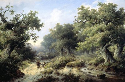 Skovlandskab med rejsende af Jacob Cremer