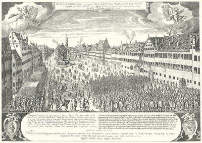Byen Augsburg hylder Gustavus Adolphus af Sverige af Jacob Custodis