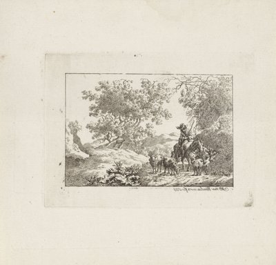 Hyrde til hest med flok af Jacob Elias van Varelen