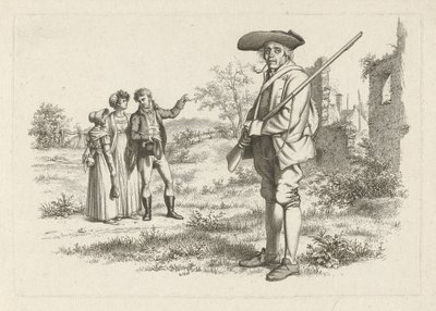 Jæger og selskab ved en ruin Studietryk / Etudes gravées (serietitel) af Jacob Ernst Marcus